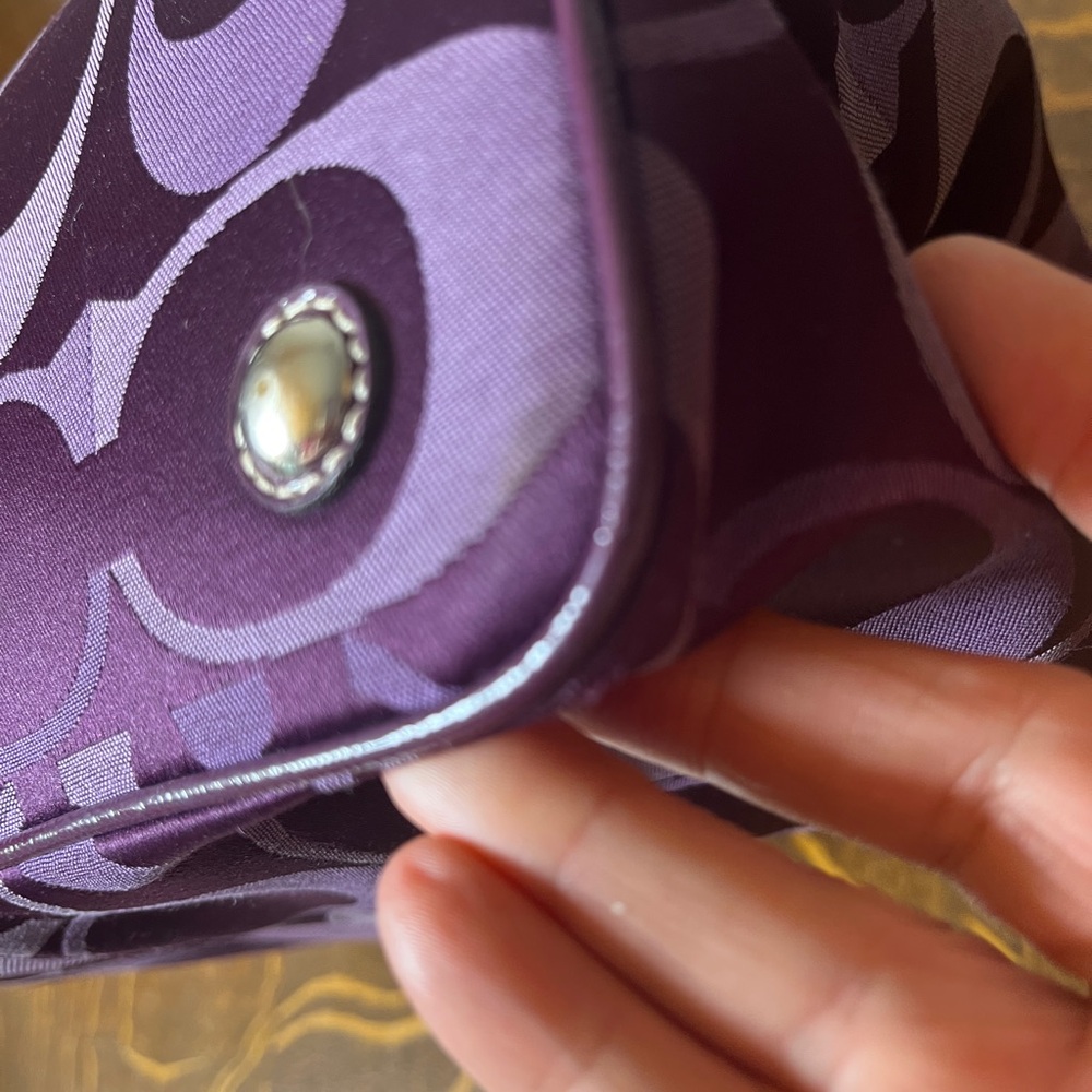 Coach Dark Purple Signature C Kiss Lock Shoulder Bag - Picture 9 of 14